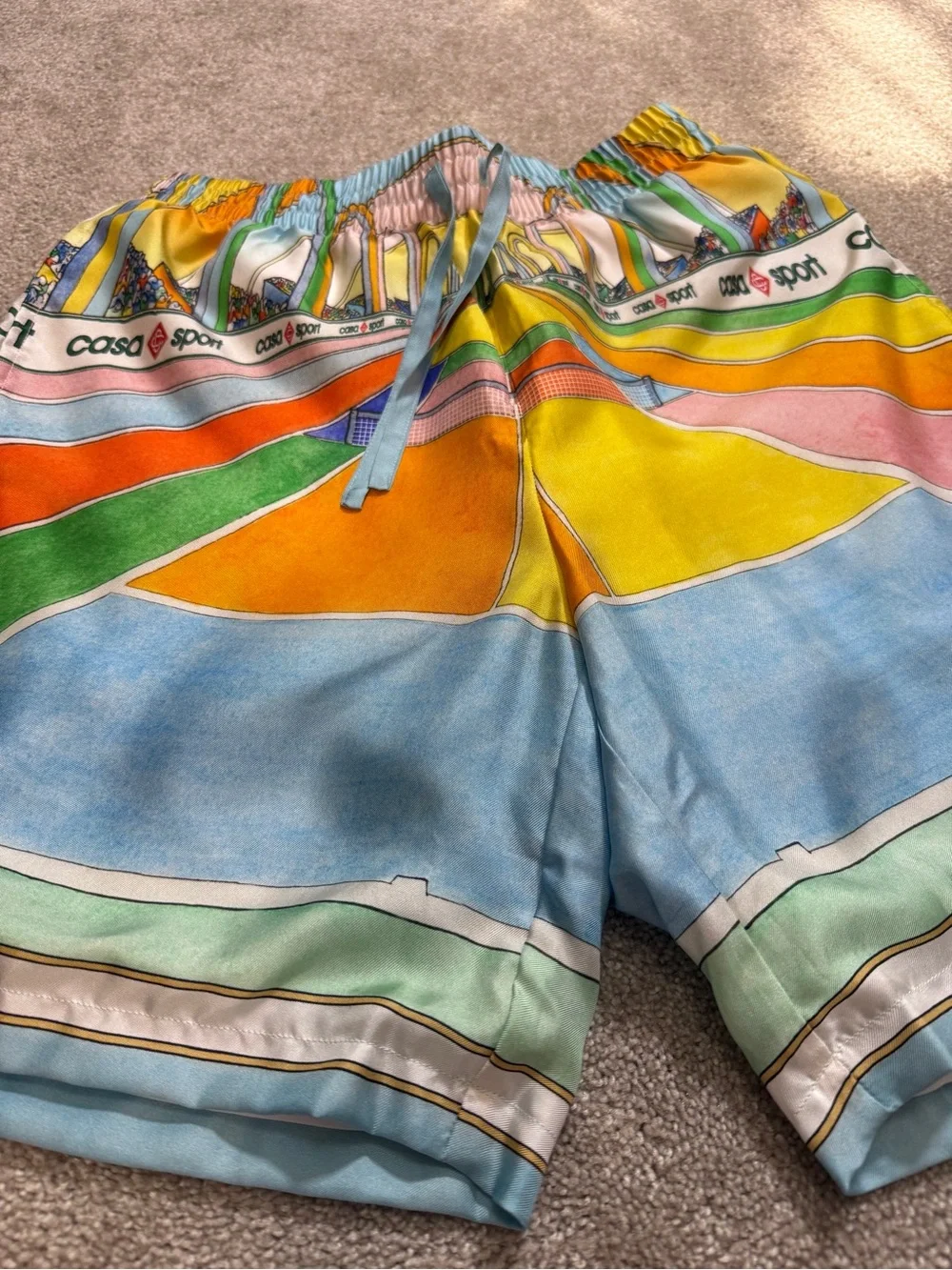 Casablanca Tennis Club Casa Sport Silk Game Shorts | Italian Resort Print | XS